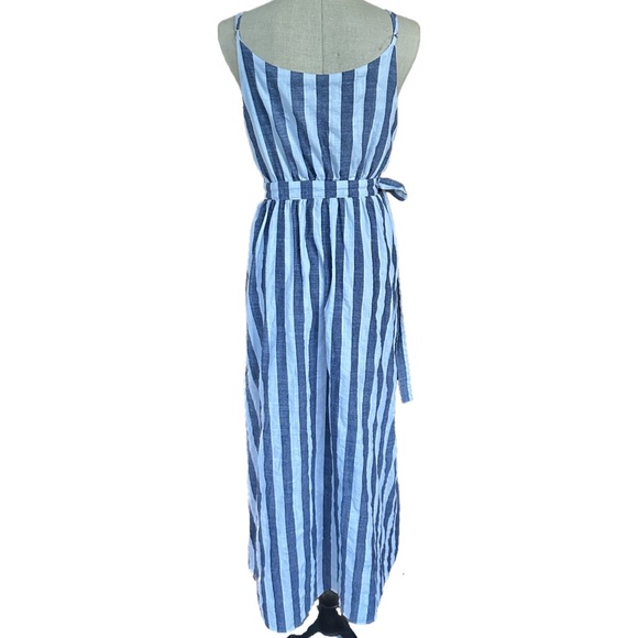 Listicle Striped Linen Wrap Sleeveless Maxi Dress LARGE - Picture 5 of 8